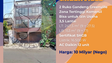 Ruko Gandeng Siap Huni 3 1/2 Green Ville Hadap Barat