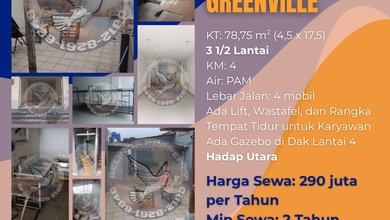 Ruko Siap Huni 3 1/2 Lantai Green Ville Hadap Utara