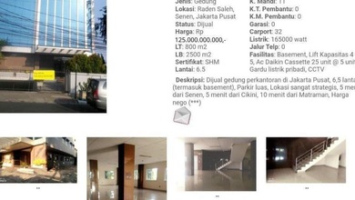 Dijual Cepat Gedung 6,5 LT Raden Saleh Jakpus