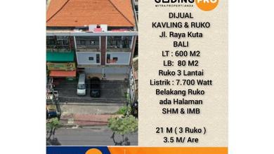 3 Unit Ruko Kavling Raya Kuta Bali