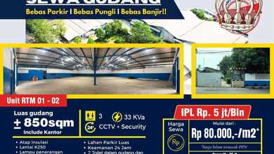 Disewa Gudang Luas 850 M², Kec Karawaci, Tangerang Kota