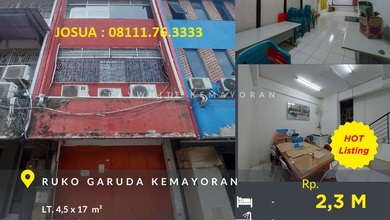 Ruko Kemayoran Jl Garuda : LT 77 m2,  3.5 Lt, Sangat Murah Jual Cpt BU