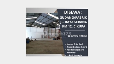 Disewa Gudang Luas 600 M², Cikupa, Kab Tangerang