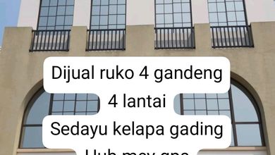 Dijual Ruko Gandeng Sedayu Kelapa Gading
