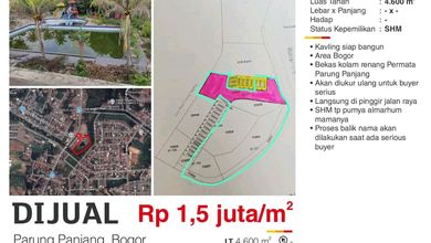 Kavling Prestisius Dijual di Parung Panjang, Bogor, Harga 6,9 Miliar