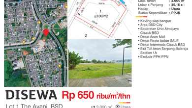 Sewa Tanah Komersial di Cisauk, Tangerang, LT 3000m² – Harga 1,95 Miliar